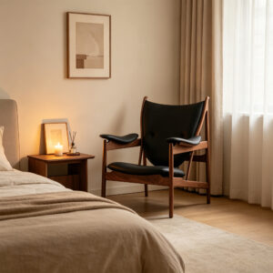 Leather Leisure Chair, styled campaign view