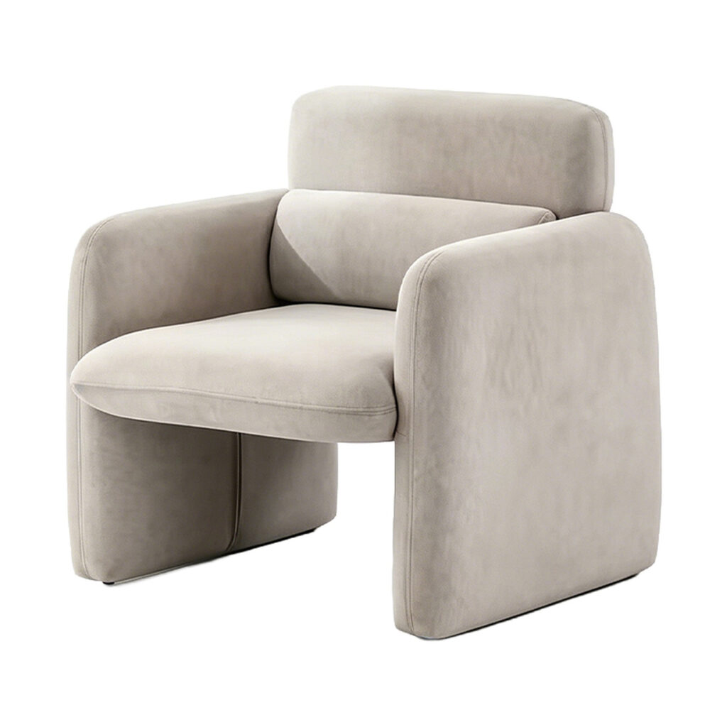 Velvet Ergonomic Lounge Armchair, white-background front or three-quarter view