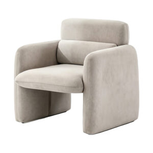 Velvet Ergonomic Lounge Armchair, white-background front or three-quarter view