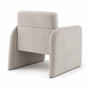 Velvet Ergonomic Lounge Armchair, white-background rear or detail view
