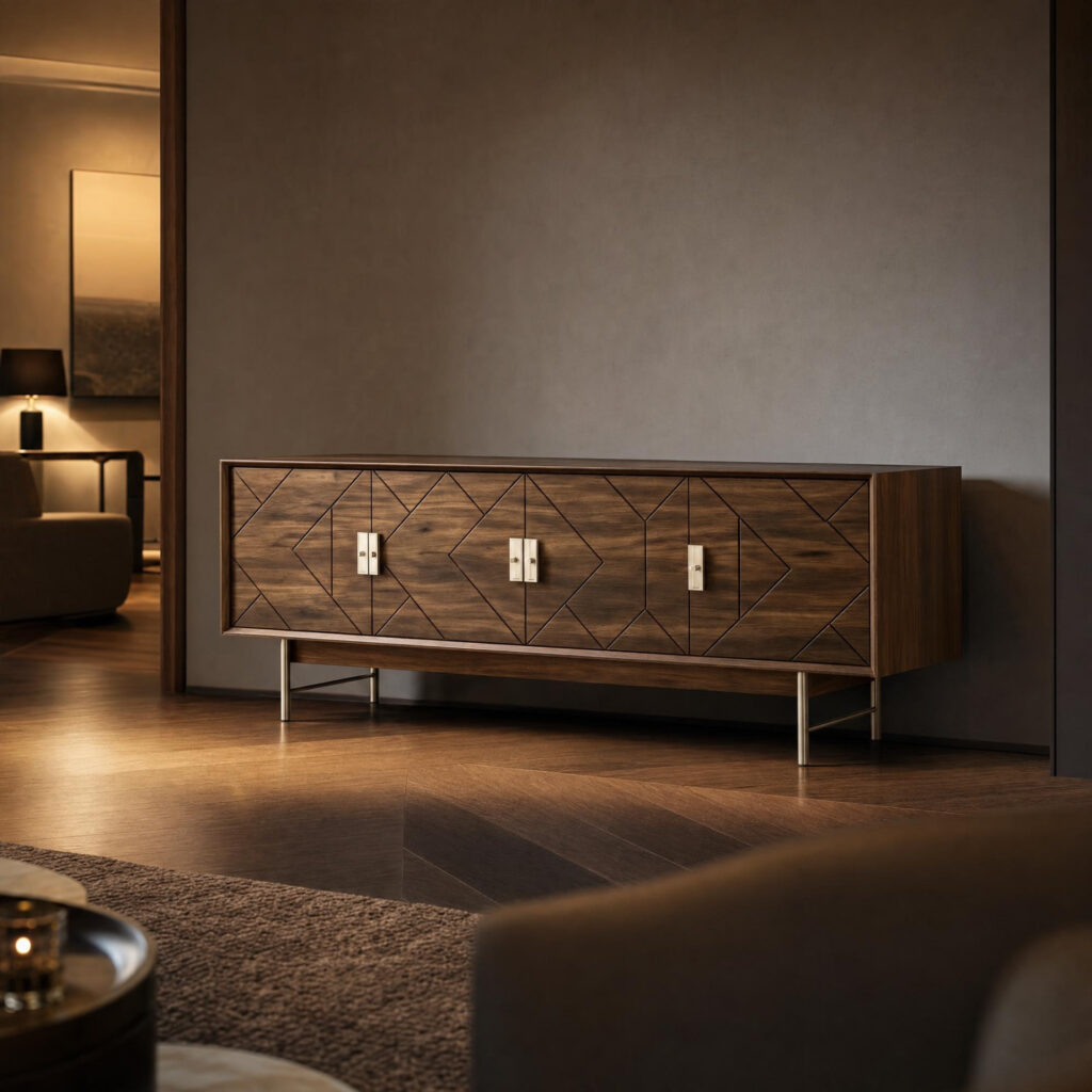 Geometric Walnut Console Cabinet, alternative campaign view