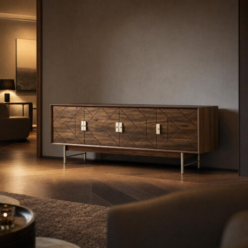 Geometric Walnut Console Cabinet, alternative campaign view