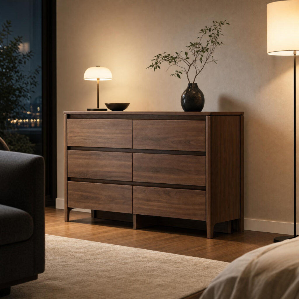 Walnut Wood 6-Drawer Chest, alternative campaign view