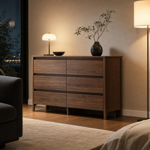 Walnut Wood 6-Drawer Chest, alternative campaign view