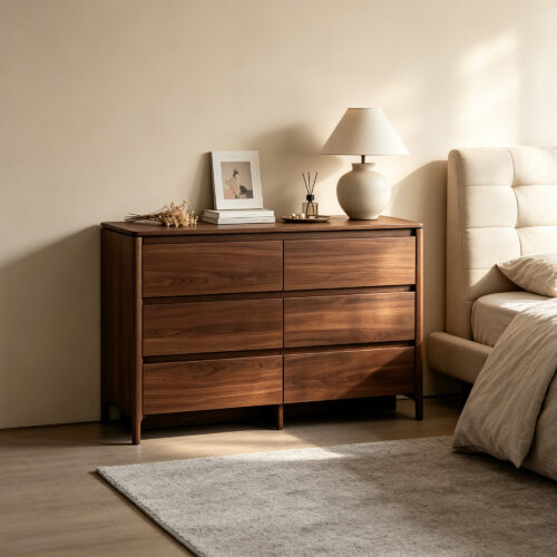 Walnut Wood 6-Drawer Chest, lifestyle setting 1