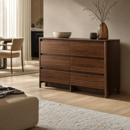 Walnut Wood 6-Drawer Chest, lifestyle setting 3