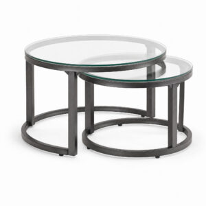 Nested Round Coffee Table Set, white-background rear or detail view