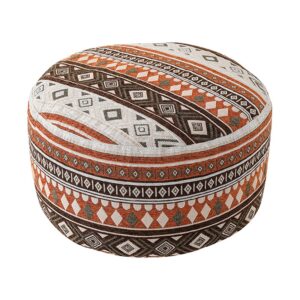 Bohemian Patchwork Bean Bag Ottoman in Orange, white-background rear or detail view