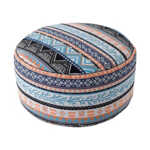 Bohemian Patchwork Bean Bag Ottoman in Sky Blue, white-background front or three-quarter view
