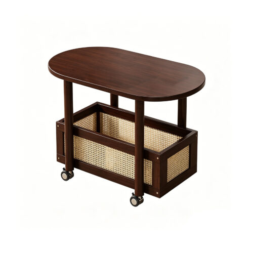 Rolling Lounge Side Table Cart, white-background front or three-quarter view
