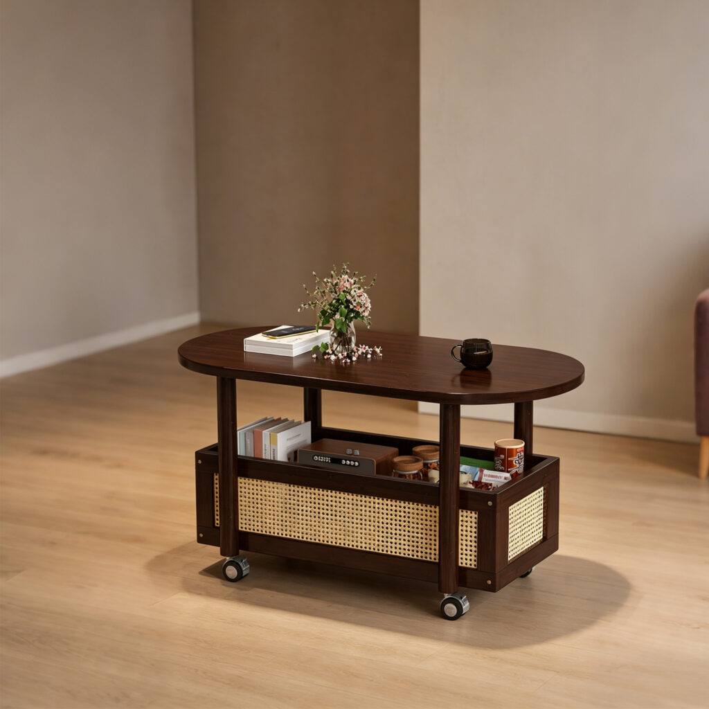 Rolling Lounge Side Table Cart, styled campaign view