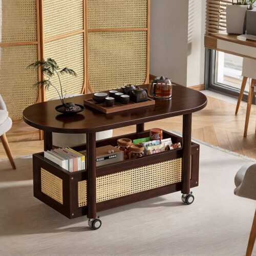 Rolling Lounge Side Table Cart, lifestyle setting 1