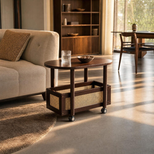 Rolling Lounge Side Table Cart, lifestyle setting 3