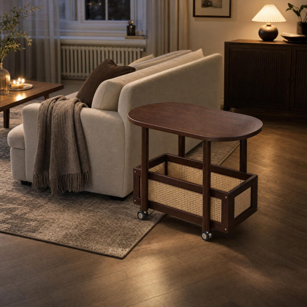 Rolling Lounge Side Table Cart, lifestyle setting 4