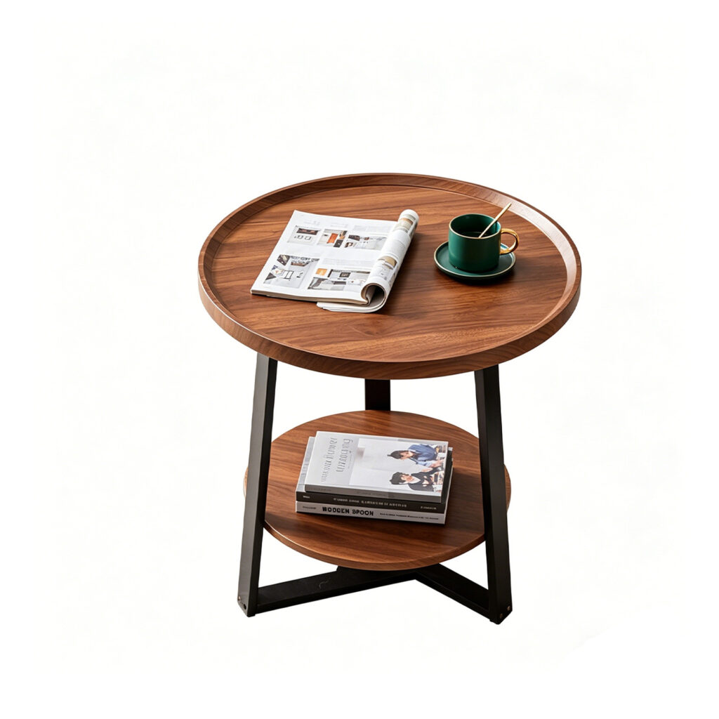 Luna Modern Dual Tier Side Table, white-background front or three-quarter view