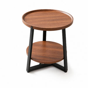 Luna Modern Dual Tier Side Table, white-background rear or detail view