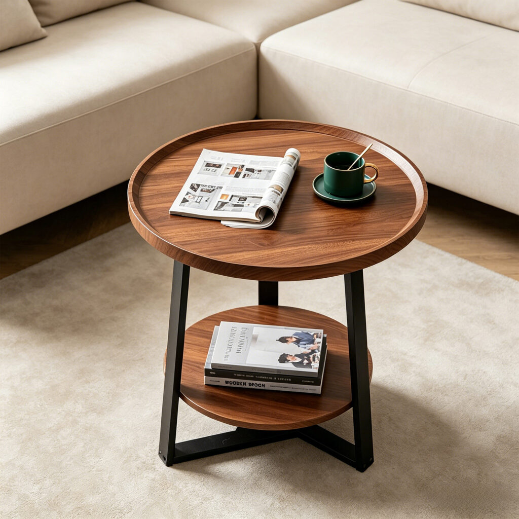 Luna Modern Dual Tier Side Table, lifestyle setting 1