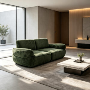 Ergo Adaptive Corduroy Lounge Sofa, styled campaign view