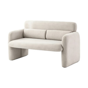 Compact Beige 2-Seater Sofa, white-background front or three-quarter view