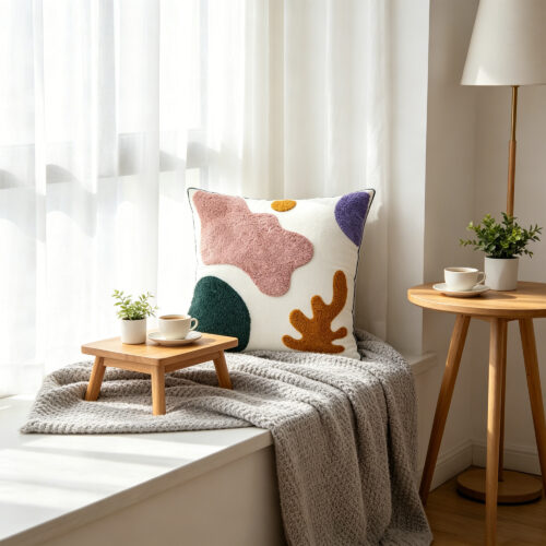 Raised Tuft Sofa Cushion, styled campaign view