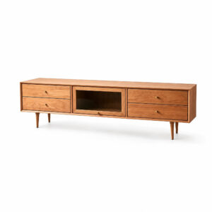 Cherry Wood TV Console, white-background front or three-quarter view