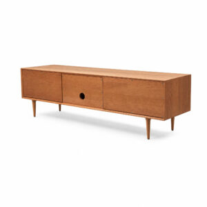 Cherry Wood TV Console, white-background rear or detail view