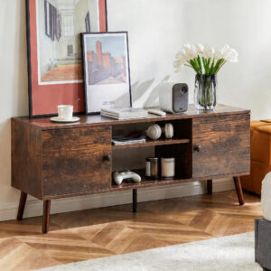 Wood Grain TV Stand, styled campaign view