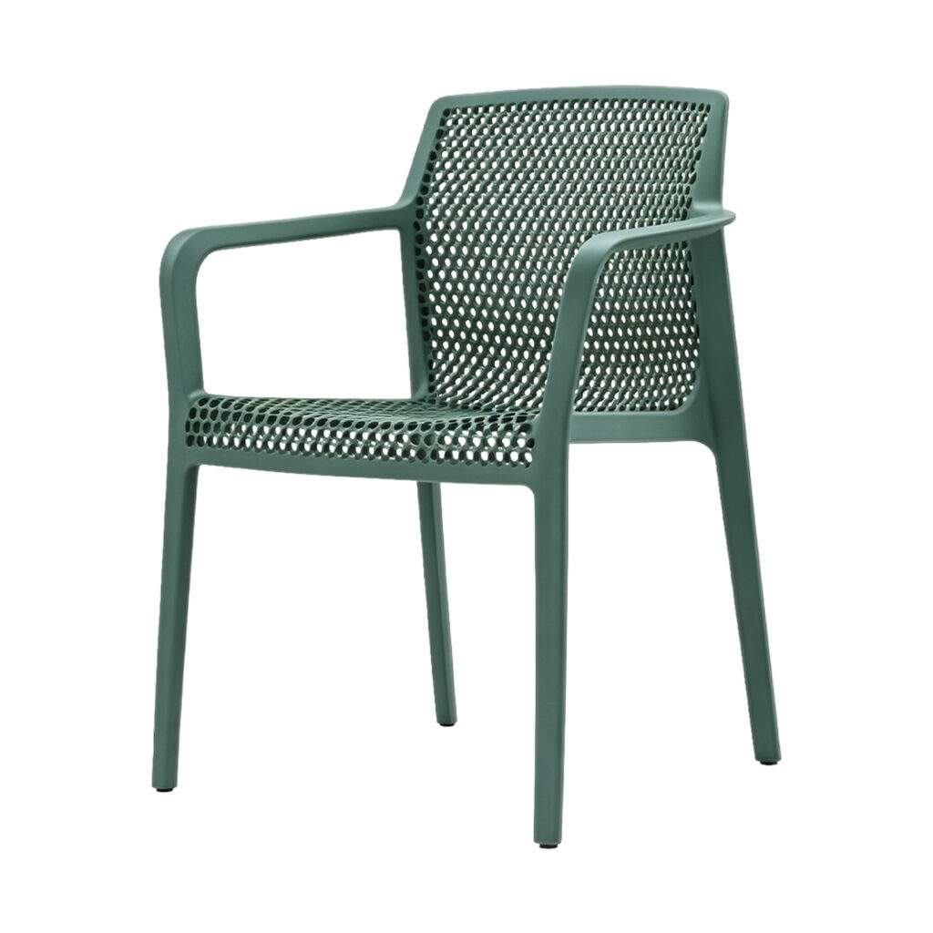 Italian Designer Honeycomb Stackable Outdoor Chair, white-background front or three-quarter view