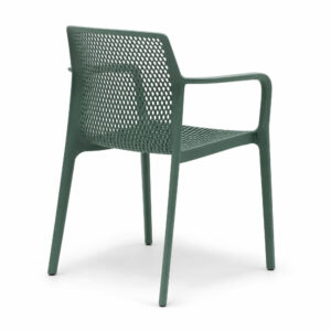 Italian Designer Honeycomb Stackable Outdoor Chair, white-background rear or detail view