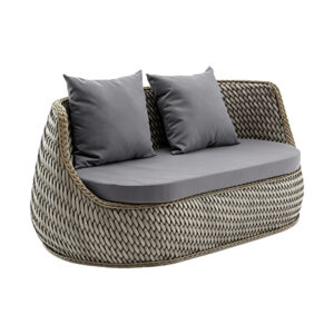 Leisure Outdoor Open-Air Balcony Rattan Sofa, white-background front or three-quarter view