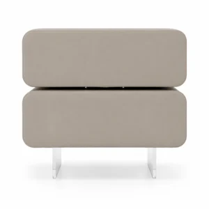 Milo 2-Drawer Bedside Table in light taupe, rear view on white