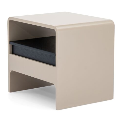 Kairo Two-Tone Bedside Table with Drawer & Open Shelf — alternate studio view