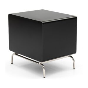 Vero Black 2-Drawer Bedside Table with Metal Base — rear studio view