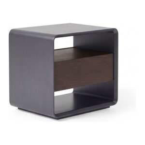 Corbett Curved-Frame Wood Veneer Bedside Table — alternate studio view