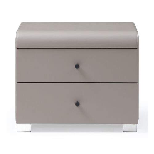 Cove Grey Two-Drawer Bedside Table — supplier studio view showing the complete product