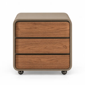 Khaki and Walnut-Tone Three-Drawer Chest — alternate product view