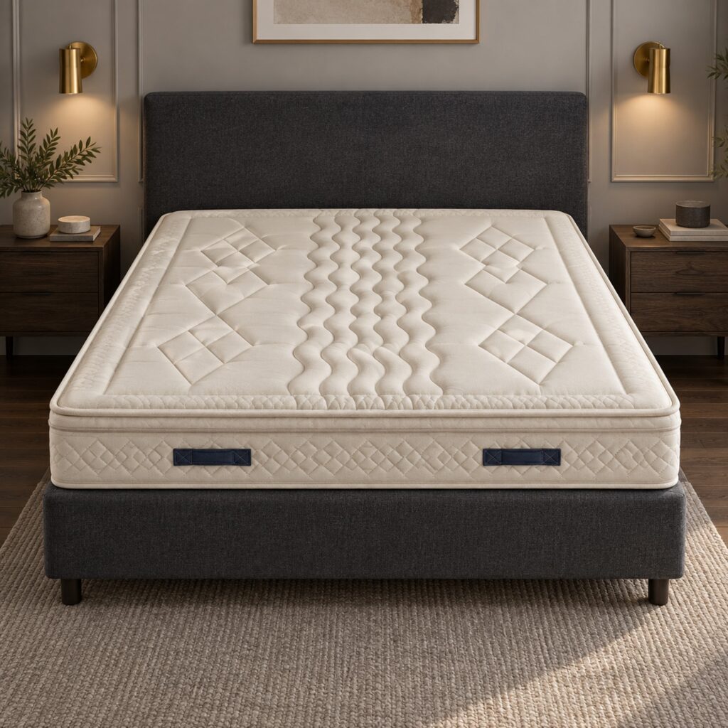 Nova Latex & Jute Pocket Spring Mattress - King 180 x 200 cm — in a styled bedroom; model images shared across sizes