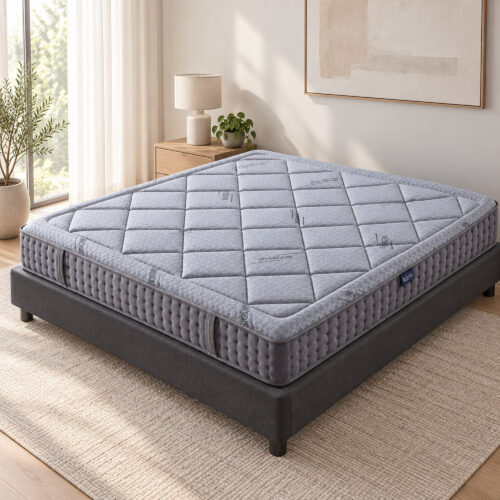 Cove King Pocket Spring Mattress — elevated bedroom view showing mattress surface