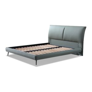Elio Grey Leather Hydraulic Storage Bed Frame - Queen — alternate studio view; model photographs shared across sizes