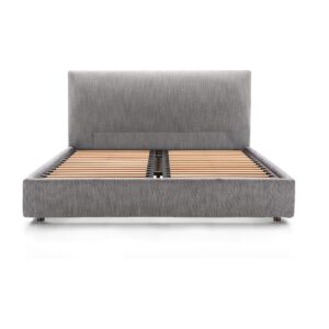 Luna Grey Upholstered Hydraulic Storage Bed Frame - King — front studio view; model photographs shared across sizes