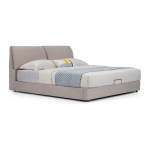 Arlo Beige Cushioned Hydraulic Storage Bed Frame - King — alternate studio view; model photographs shared across sizes