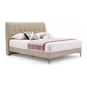 Marlowe Beige Tufted Upholstered Bed Frame - King — alternate studio view; model photographs shared across sizes