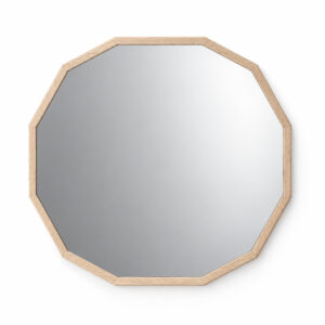 Natural Wood-Tone Faceted Wall Mirror — alternate product view