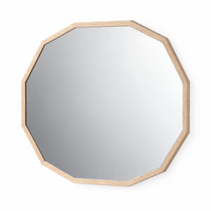 Natural Wood-Tone Faceted Wall Mirror — studio product view
