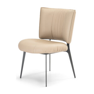Avery Dining Chair — beige finish front three-quarter studio view.
