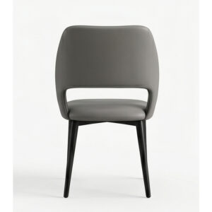 Supplier rear view of one Brenner chair showing the open lower back and black legs; listing includes two chairs.