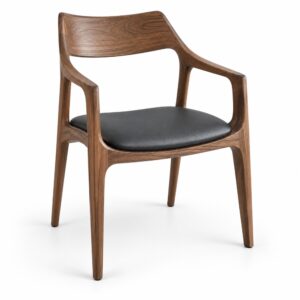 Walnut-Tone Ash Dining Chair with PU Seat — alternate product view