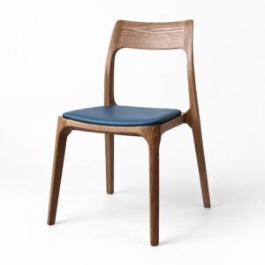 Walnut Ash & Blue Leather Dining Chair — alternate product view