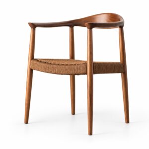 TPZ-022A Walnut Ash & Coffee Cord Dining Armchair — studio product view