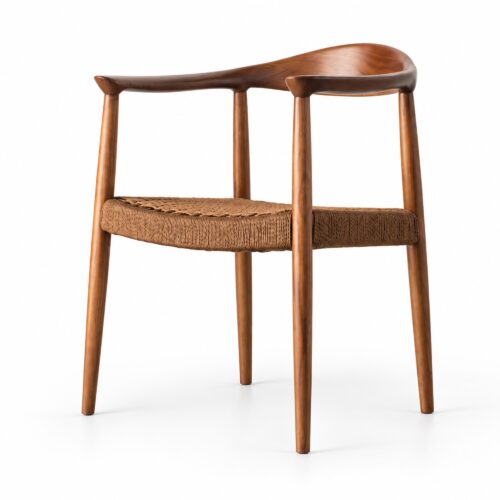 TPZ-022A Walnut Ash & Coffee Cord Dining Armchair — studio product view